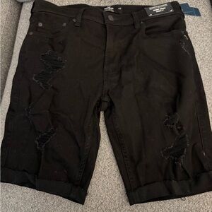 Hollister Black Distressed Jean Shorts